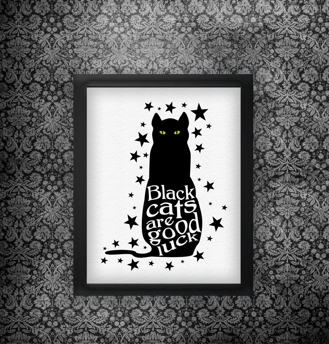 Black Cats Are Good Luck yellow Eyes Printable Instant Download Etsy