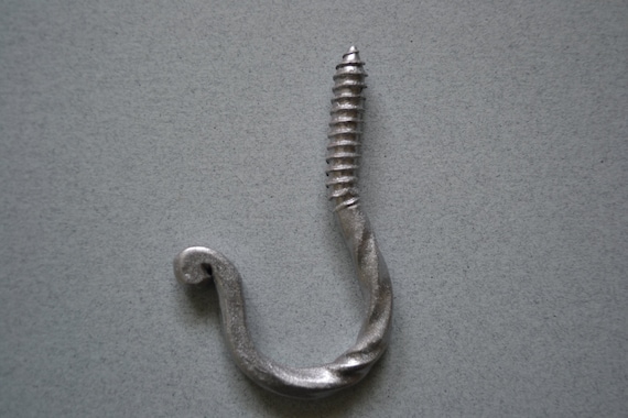Decorative Heavy Duty Screw In Ceiling Hook Penny End Scroll Hand Forged Iron Elegant