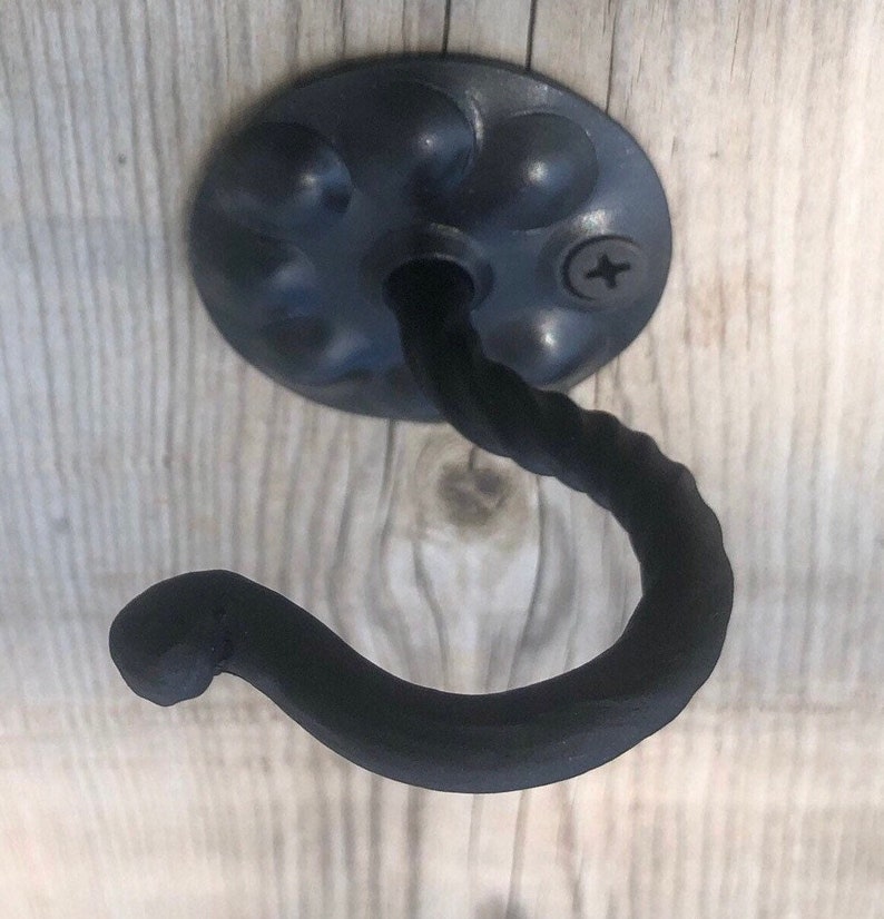 Iron Hook Heavy Duty Screw In Ceiling Hand Forged Blacksmith Artisan image 9