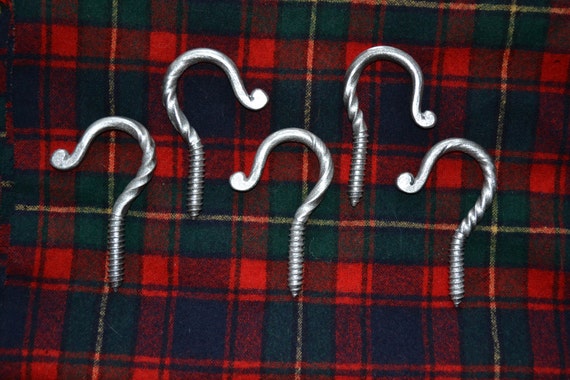 Decorative Heavy Duty Screw In Ceiling Hook Penny End Scroll Hand Forged Iron Elegant
