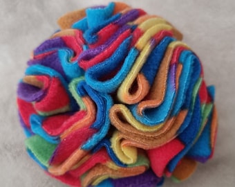 Snuffle Ball for Dogs, fleece pet toy, treat dispenser, star ball