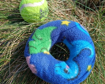 Sheepskin Filled Dog Doughnut Toy, pet play food, squeak optional