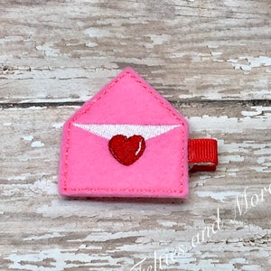 Clip para el cabello del Día de San Valentín, Lazo para el cabello del Día de San Valentín, Lazo para el cabello con carta de amor, Clip para el cabello con carta de amor, Lazo para el cabello bordado, Accesorios para el cabello