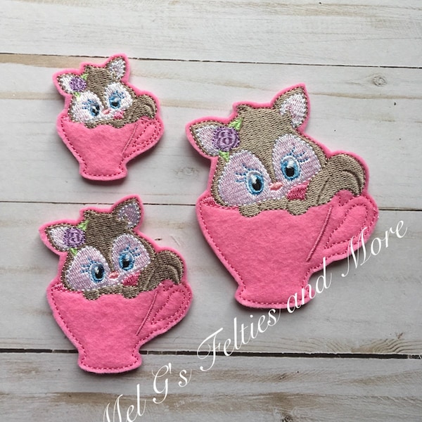 Kitty Feltie, Kitten Felties, Teacup Felties, Teacup Kitty Feltie, Cat Feltie, Feltie Embellishment, Animal Felties, Embroidered Felt