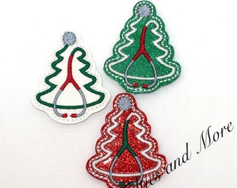 Christmas Tree Feltie, Stethoscope Feltie, Christmas Felties, Winter Feltie Embellishment, Nurse Felties, Medical Felties, Badge Reel Covers