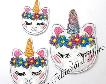 Unicorn Feltie, Unicorn Felties, Embroidered Feltie, Macaranimal Unicorn Feltie, Hair Accessories, Feltie Embellishment, Embroidered Felt