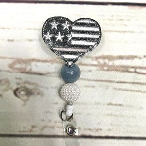 Thin Gray Line Badge Reel, Nurse Badge Reel, Interchangeable Badge Reel, Corrections Officer Badge Reel, Retractable Badge Reel