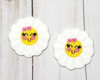 Feltie de margaritas, Feltie de margaritas blancas, Feltie de flores, Feltie de jardín, Fieltro bordado, Adorno de Feltie de margaritas, Feltie de verano, Feltie de primavera