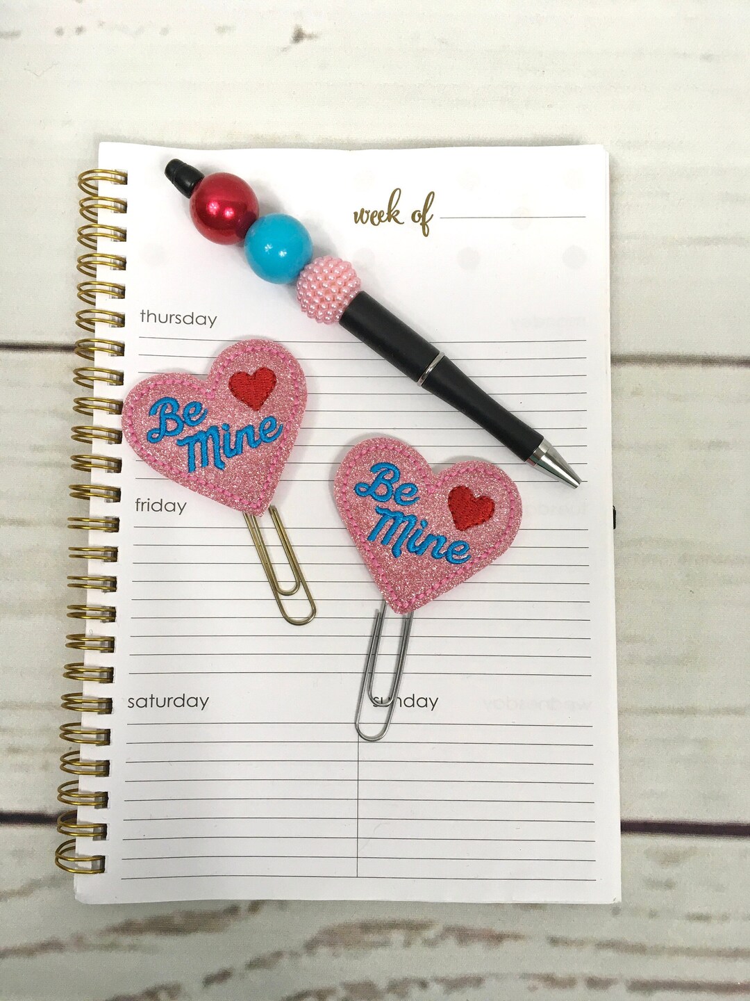 Valentines Day Planner Clip, Be Mine Heart Planner Paper Clip, Love