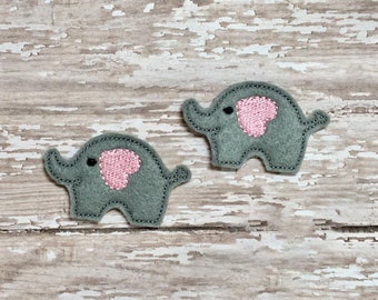 Elephant Feltie, Elephant Patch, Embroidered Felt, Animal Felties, Feltie Embellishment, Hair Bow Center, Badge Reel Feltie, Felt Applique