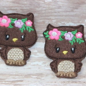 Owl Feltie, Woodland Animal Feltie, Nursery Feltie Embellishment, Zoo Felties, Badge Reel Feltie, Hair Bow Center, Embroidered Felt