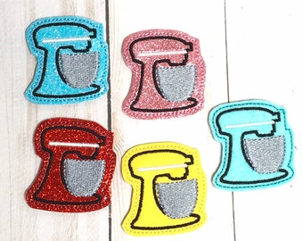Feltie para batidora, Feltie para hornear, Feltie para cocina, Feltie para batidora de cocina, Centro de lazo para el cabello, Adorno de Feltie con brillantina, Feltie para carrete de insignia