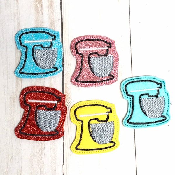 MIxer Feltie, Baking Felties, Kitchen Feltie, Kitchen Mixer Felties, Hair Bow Center, Embroidered Set of 2 Cut Feltie, Felt Applique