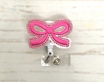 Pink Coquette Bow Badge Reel, Nurse Badge Reel, Badge Holder, RN Badge Reel, Nurse Gift, Retractable Badge Reel, ID Holder, Interchangeable