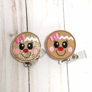 Christmas Badge Reel, Gingerbread Badge Reel, Nurse Badge Reel, Holiday Badge Holder, Nurse Gift,Teacher Badge Reel,Retractable Badge Holder