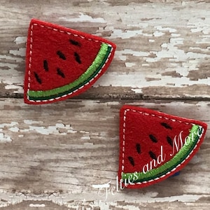 Watermelon Feltie, Watermelon Felties, Summer Felties, Embroidered Felt, Felt Applique, Fruit Feltie, Hair Bow Center, Feltie Embellishment