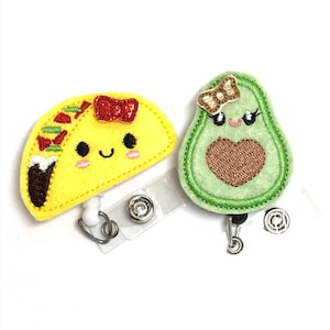 Taco and Avocado Badge Reel, Nurse Badge Reel, Badge Holder, RN Badge Reel, Nurse Gift, Teacher Badge Reel, Interchangeable Badge Holder