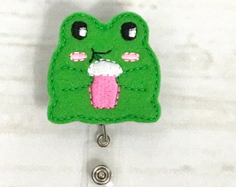 Frog Badge Reel, Frog Badge Holder, Nurse Badge Reel, Valentines Day Badge Reel, RN Badge Reel, Nurse Gift, Teacher Badge Reel, Badge Topper