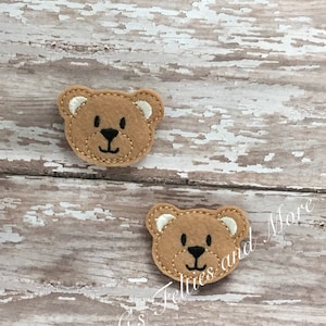 Teddy Bear Feltie, Bear Feltie Embellishment, Embroidered Felt, Stuffed Teddy Bear Feltie, Nursery Felties, Hair Bow Center, Badge Feltie