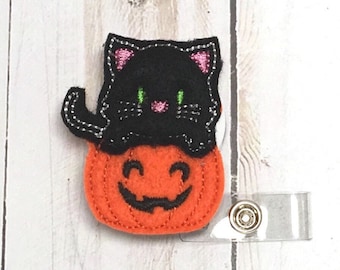 Halloween Badge Reel, Cat Badge Reel, Nurse Badge Reel, Pumpkin Badge Holder, Badge Reel Topper, Teacher Badge Reel,Retractable Badge Holder