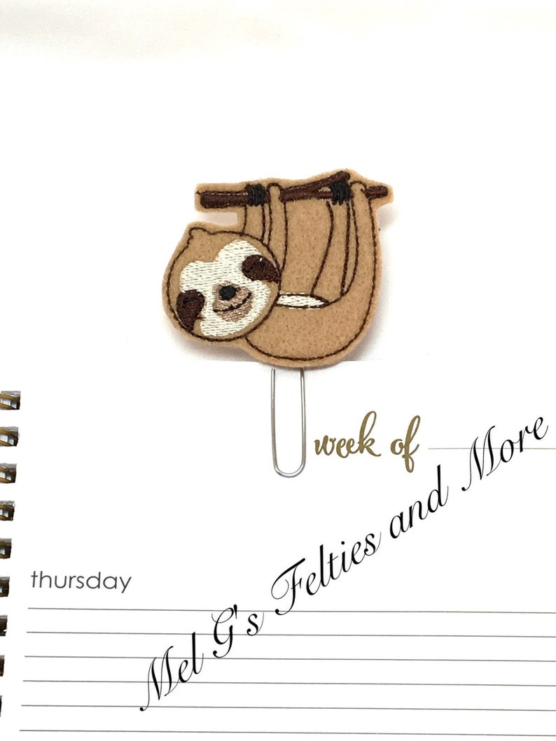 Sloth Planner Clip, Sloth Paper Clip, Hanging Sloth Paper Clip, Hanging ...