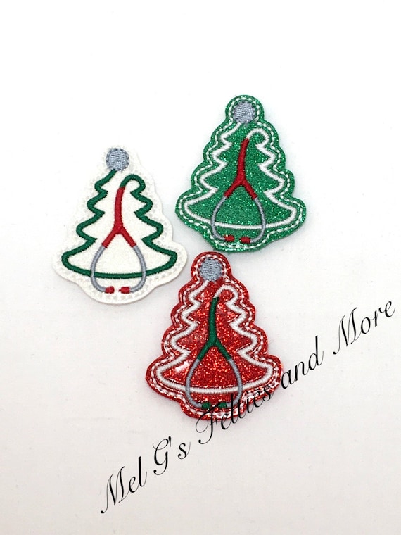 Holiday Feltie Medical Feltie Embroidered Felt Nurse Feltie Embroidered Feltie Stethoscope Feltie Tree Feltie Christmas Tree Feltie
