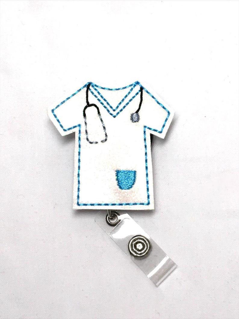 Scrub Top Badge Reel Badge Reel Nurse Badge Reel RN Badge | Etsy
