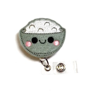 Rice Bowl Badge Reel, Nurse Badge Reel, Rice Badge Holder, Badge Reel Topper, Medical Badge Reel, Teacher Badge Reel, Retractable Badge Reel