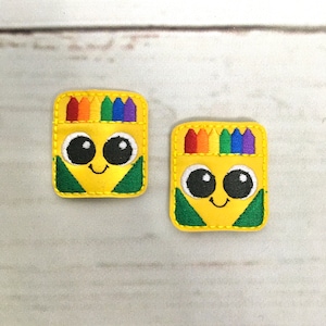 Crayon Box Feltie, Teacher Feltie, Student Feltie, School Feltie Embellishment, Back To School Felites, Hair Bow Center, Badge Reel Feltie
