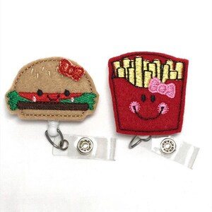 Hamburger Badge Reel, Fry Badge Reel, Nurse Badge Reel, Badge Holder,RN Badge Reel, Nurse Gift, Teacher Badge Reel, Retractable Badge Holder