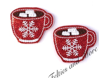 Varm chokladfilt, julfilt, varm chokladfilt, broderad filt, vinterfilt, skurna filt, filtapplikation, varm chokladmugg