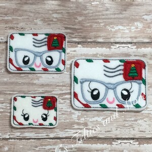 Letras de Papá Noel en fieltro, pequeñas, medianas o grandes, bordadas, letras de Papá Noel en fieltro, accesorio para el cabello, lazo en el centro, juego de 2