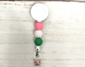 Beaded Badge Reel, Nurse Badge Reel, St Patricks Day Badge Reel, Interchangeable Badge Reel, RN Badge Holder, Retractable Badge Reel, Topper