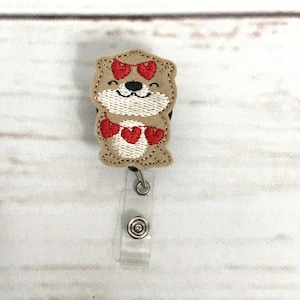 Otter Badge Reel, Valentines Day Badge Reel, Nurse Badge Reel Holder, Holiday Badge Reel, Retractable Badge Reel,RN Badge Reel, Badge Topper