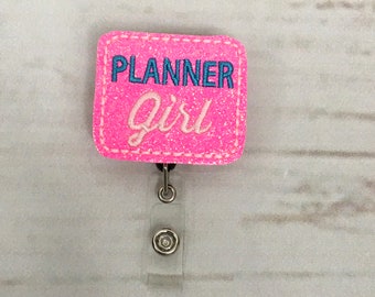 Planner Girl Badge Reel, Planner Badge Reel, Glitter Nurse Badge Reel, Pink Badge Reel, Teacher Badge Reel, RN Badge Holder, Badge Topper