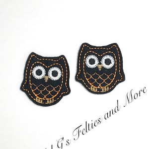 Owl Feltie, Animal Felties, Halloween Feltie, Halloween Owl Feltie, Embroidered Felt, Feltie Embellishment, Zoo Feltie, Badge Reel Feltie