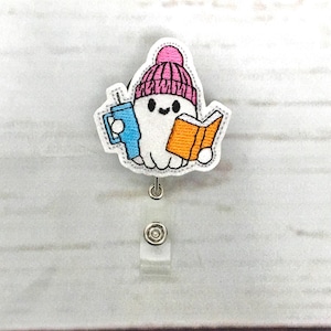 Ghost Badge Reel, Halloween Badge Reel, Nurse Badge Reel, Book Badge Holder, Nurse Gift, Teacher Badge Reel, Interchangeable Badge Holder