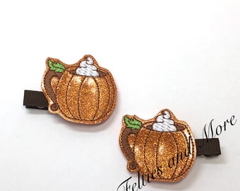 Clip de pelo de calabaza, clip de pelo de Halloween, clip de pelo de Acción de Gracias, lazo de pelo bordado, accesorios para el cabello, lazo de pelo de calabaza, lazo de pelo de Halloween