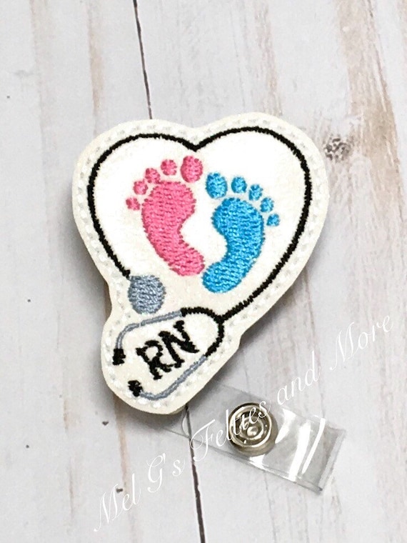 Felt Badge Reel Nurse Badge Holder Feltie Badge Pull Infant Footprint Heart Stethoscope Retractable ID Badge Holder