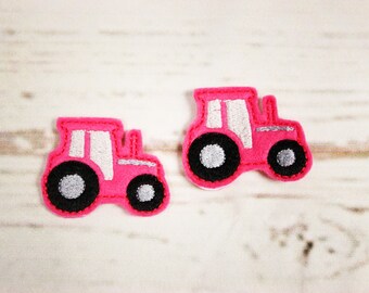 Tractor Feltie, Pink Tractor Felties, Farm Tractor Feltie, Embroidered Felt, Animal Feltie, Feltie Embellishment, Tractor Hair Bow Center