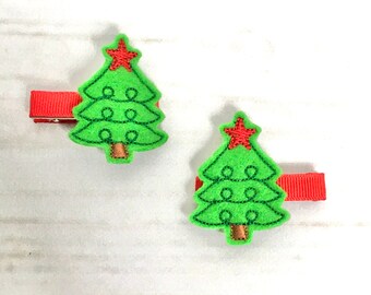 Clip de pelo del árbol de Navidad, clip de pelo de vacaciones, arco de pelo de Navidad, conjunto de arco de coleta de invierno, clip de pelo de la niña, clip de pelo del niño, clippie del pelo