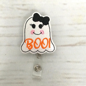 Ghost Badge Reel, Halloween Badge Reel, Nurse Badge Reel, Boo Badge Holder, Nurse Gift, Teacher Badge Reel, Interchangeable Badge Holder