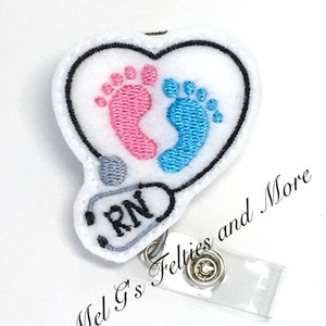 Stethoscope Badge Reel, Badge Reel, Nurse Badge Reel, RN Badge Reel, Labor and Delivery, Baby Feet Badge Reel, Interchangeable Badge Reel