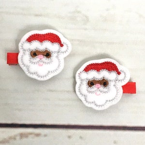 Santa Claus Hair Clip, Santa Claus Hair Bow, Santa Hair Clip, Christmas Hair Bow,Embroidered Hair Bow,Christmas Hair Clip, Toddler Hair Clip