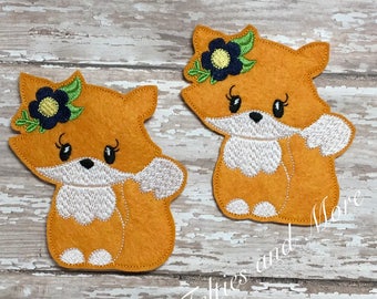 Fox Feltie, Fox Felties, Animal Feltie, Animal Felties, Woodland Animal, Set of 2, Small, Medium, Oversized, Cut Felties, Embroidered