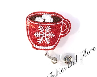 Christmas Badge Reel, Badge Topper, Nurse Badge Reel, Hot Cocoa Badge Reel, Nurse Badge Holder, Teacher Badge Reel, Retractable Badge Holder
