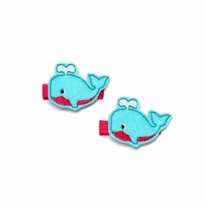 Whale Hair Clip, Whale Hair Bow, Embroidered Hair Bow, Hair Accessory, Toddler Hair Bow, Hair Clip Set, Toddler Hair Clips, Ocean Hair Clip