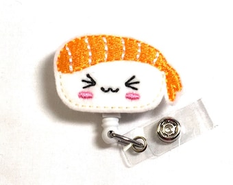 Nurse Badge Reel, Shrimp Sushi Badge Reel, Sushi Badge Holder, Badge Reel, Teacher Badge Reel,Nurse Gift,Teacher Gift,Retractable Badge Reel