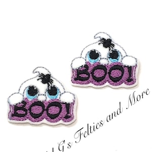 Ghost Feltie, Halloween Feltie, Spooky Felties, Holiday Feltie Embellishment, Badge Reel Feltie, Felt Applique, Embroidered Felt,Fall Feltie