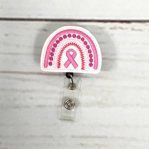 Cancer Awareness Badge Reel, Nurse Badge Reel, Breast Cancer Badge Holder, Pink Cancer Badge Reel, Glitter RN Badge Reel, Badge Reel Topper